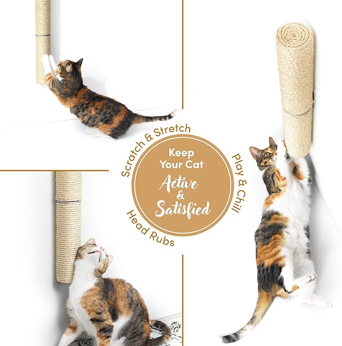 xympo 18" Compact Wall Mounted Cat Scratcher, Sisal Scratching Post - Image 5
