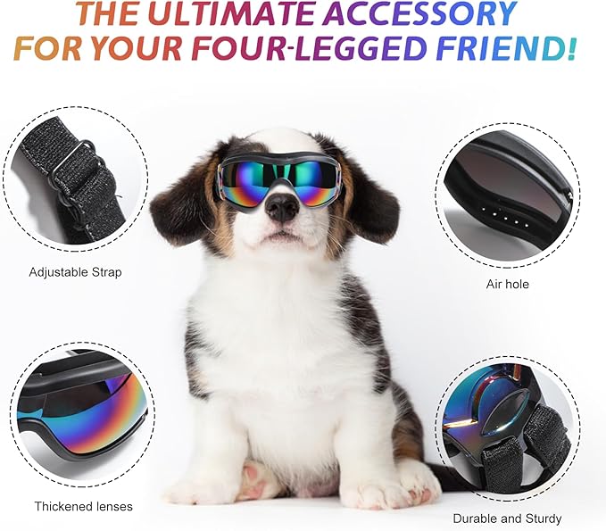 Dog Sunglasses Dog Goggles, UV Wind Dust Fog Protection Pet Glasses Eye Wear - Image 3