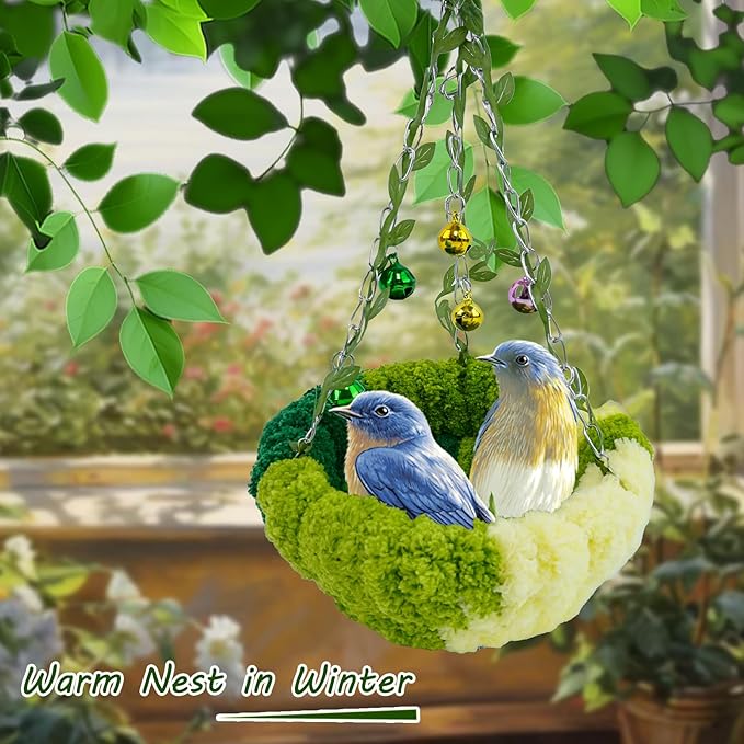 Admaison Bird Nest with Bell for Cage, Plush Hanging Bird Bed for Parakeet - Image 5