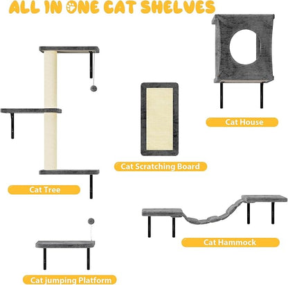 NUNU LAB Cat Wall Shelves, 10-in-1 Wall-Mounted Cat Furniture Set, Large Cat - Image 4