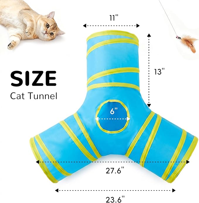 Tempcore Cat Tunnel for Indoor Cats, 3-Way Collapsible Play Tunnel - Image 2