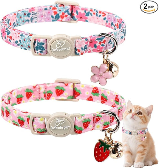 2 Pack Cotton Cat Collars by Babolepet