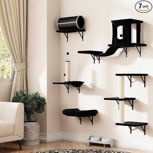 NUNU LAB 7-in-1 Cat Wall Shelves, Wall Mounted Cat Climber Set, Cat Furniture by NUNULAB