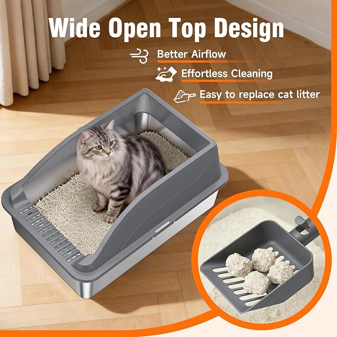 2PACK Stainless Steel Litter Boxes, Extra Large XL Odor Free Metal Litter Box - Image 6