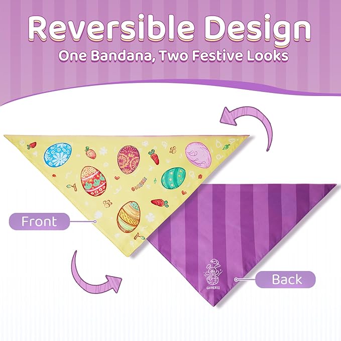 Easter Dog Bandana, Colorful Easter Egg Puppy Scarf, Adjustable Triangle - Image 2