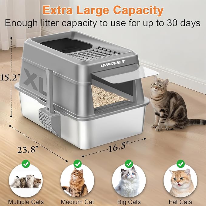 URPOWER Stainless Steel Cat Litter Box - Image 3