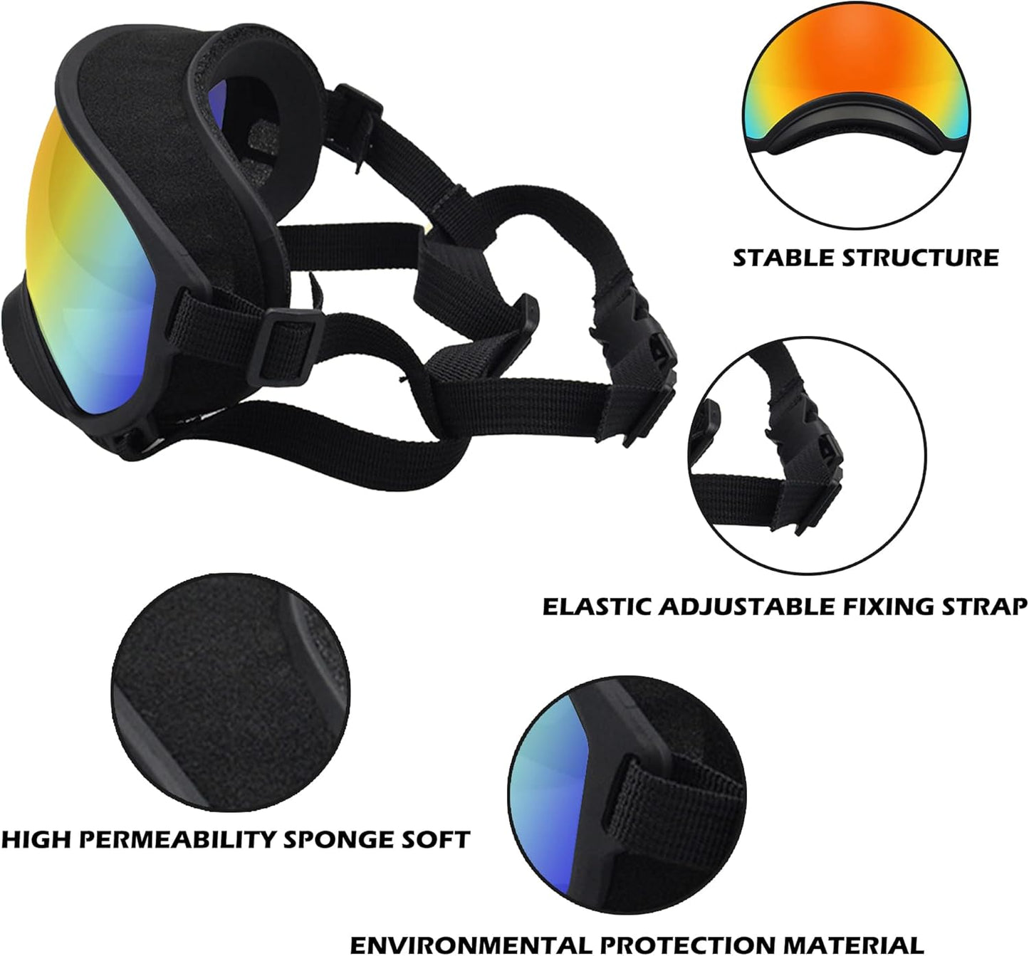 Large Dog Sunglasses with Adjustable Strap UV Protection, Winproof, Suitable for Medium-Large Dogs