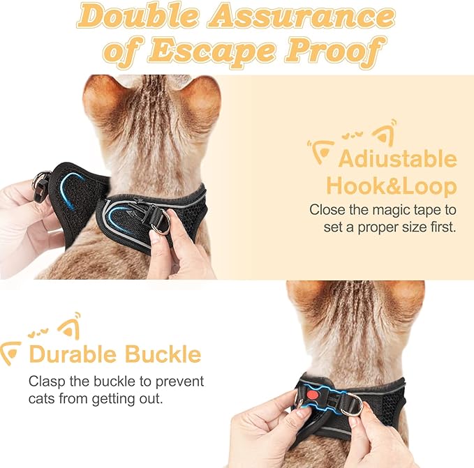 Cat Harness and Leash for Walking Escape Proof, Adjustable Kitten Vest Harness - Image 6