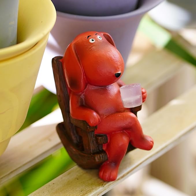 Dog Solar Statue Drinking Coffee Statue Decoration - Image 5