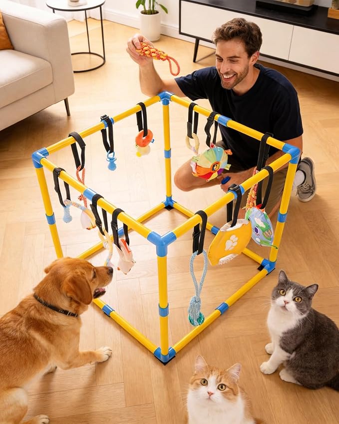 Puppy Play Gym for Small Dogs, 23.6"x 23.6" Large Indoor Dog Jungle Gym - Image 7