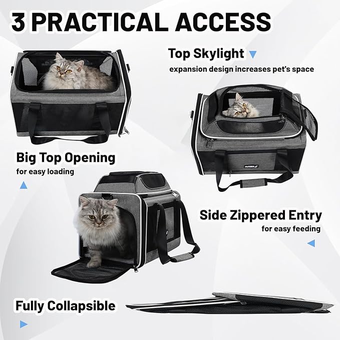 Cat Carrier Top-Expandable 18x11x11, United Delta American Airline Approved Dog - Image 4