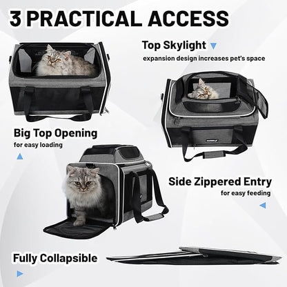 Cat Carrier Top-Expandable 18x11x11, United Delta American Airline Approved Dog - Image 4