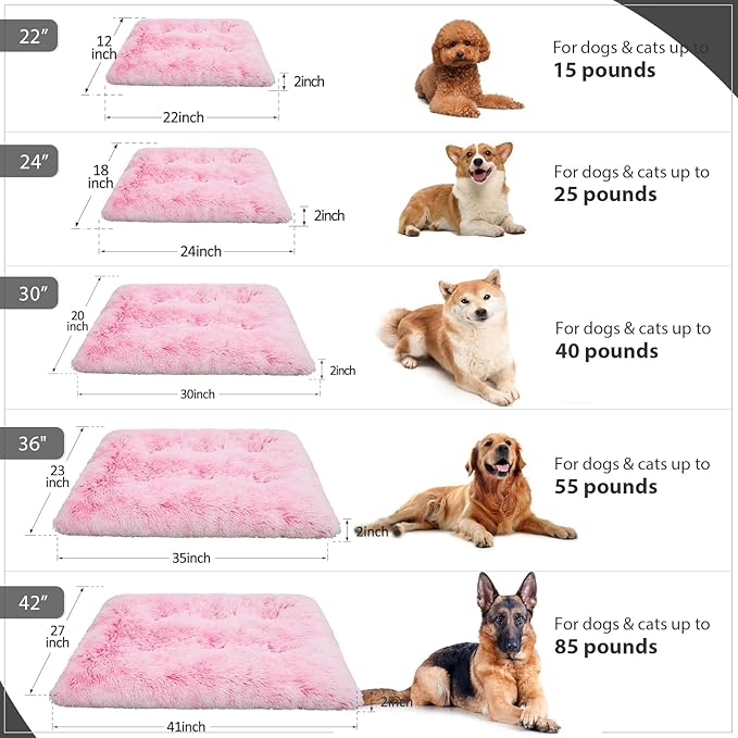 Vonabem XL Dog Bed Large Crate Pad, Washable Pink Pet Beds, Deluxe Plush Soft - Image 6