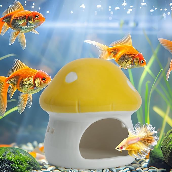Cute Aquarium Mushroom House Betta Fish Tank Accessory Decor Mini Ceramic Fish - Image 7