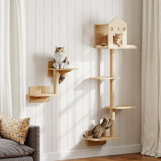 HOOBRO Cat Wall Shelves, Wood Wall Mounted Cat Shelves by HOOBRO