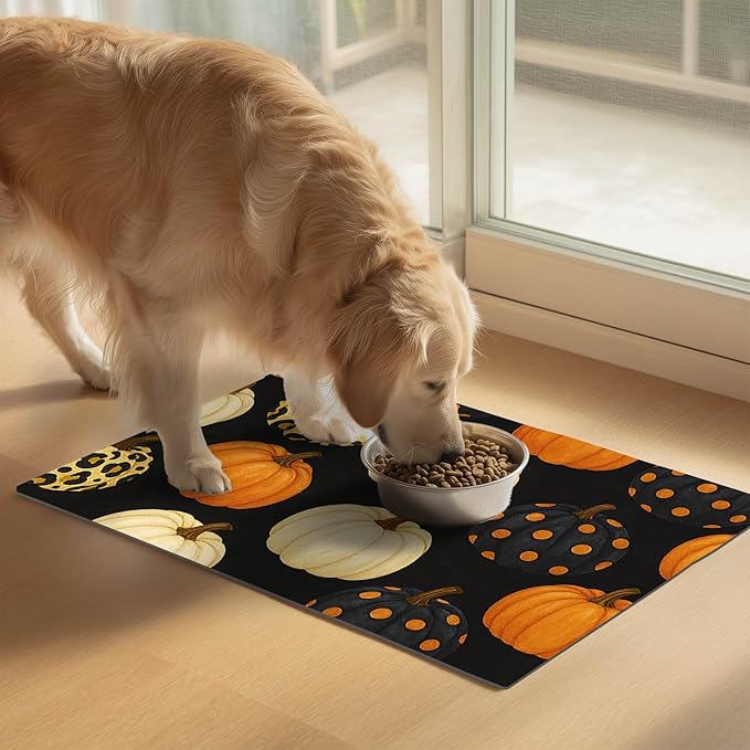 HOMETITUTE Fall Pumpkin Pet Feeding Mat Thankgiving Theme Dog and Cat Food Mat - Image 2