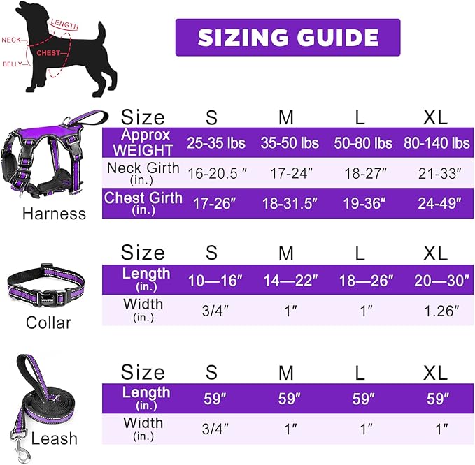 WINSEE Pet Harness Collar and Leash Set, All-in-one Reflective Dog Harness No - Image 6