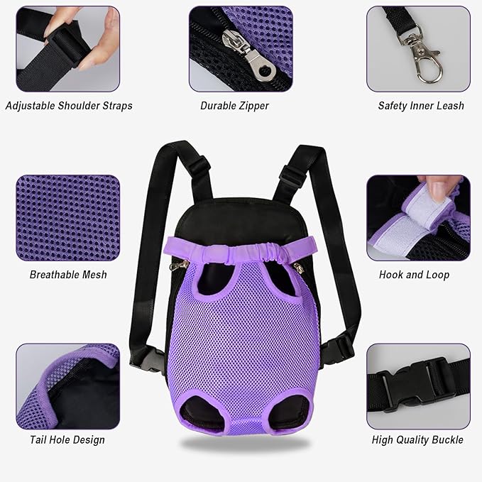 FEimaX Dog Carrier Backpack Pet Legs Out Front Cat Travel Bag, Adjustable Puppy - Image 3