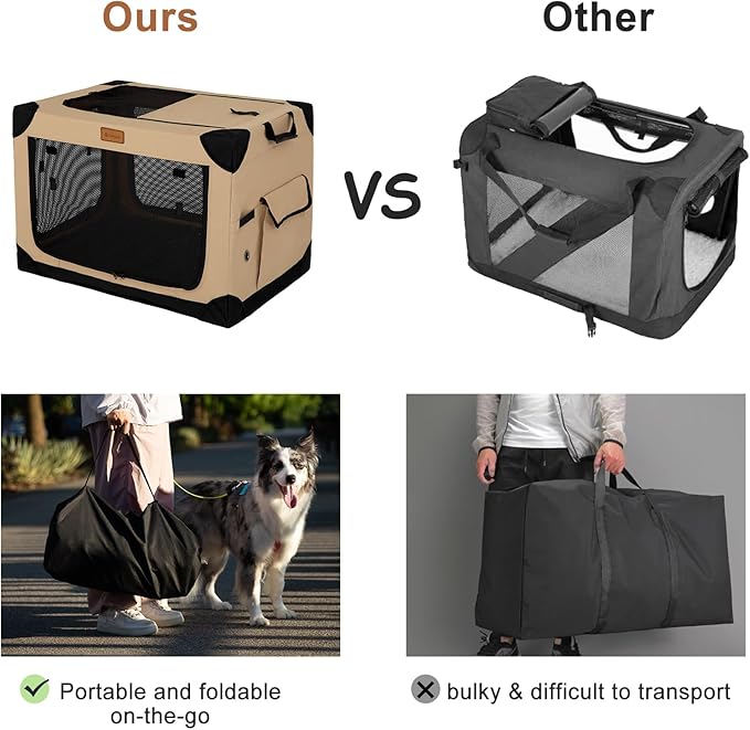 Garnpet Soft Dog Crate for Medium Dogs, 4-Door Foldable Collapsible Dog Crate - Image 2