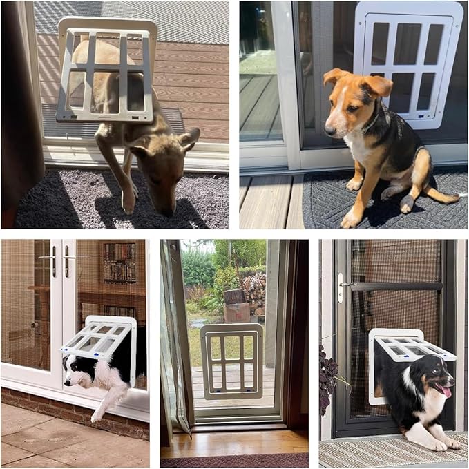 Dog Door for Screen Door with Magnetic Auto-Close, Lockable Doggy Door for - Image 5