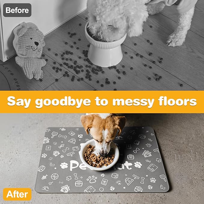 Pet Feeding Mat, Dog Cat Mat for Food and Water, Dog Bowl Waterproof Placemat - Image 4