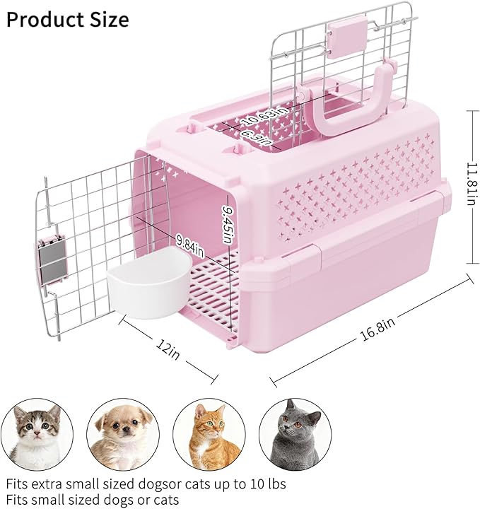 RIZZARI Portable Cat Carrier for Small Cats & Dogs:Secure Hard-Sided Pet Carrier - Image 2