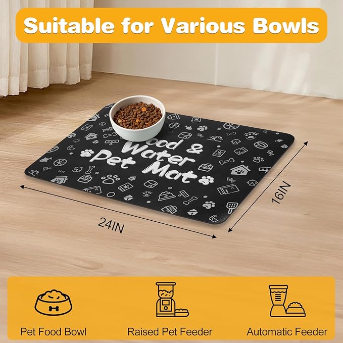 Pet Feeding Mat, Dog Cat Mat for Food and Water, Dog Bowl Waterproof Placemat - Image 7