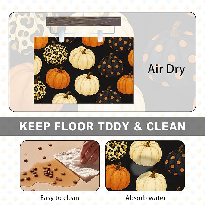 HOMETITUTE Fall Pumpkin Pet Feeding Mat Thankgiving Theme Dog and Cat Food Mat - Image 6