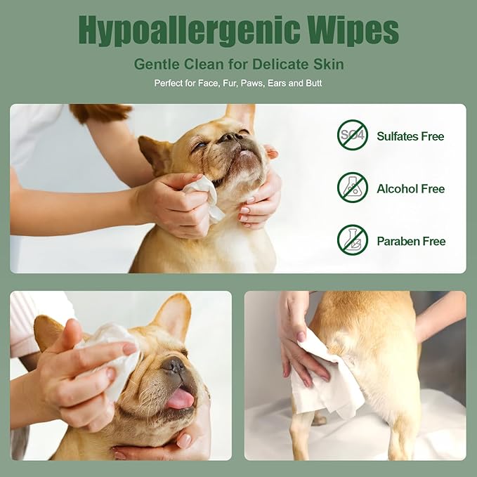 ATIFBOP Dog Wipes for Paws and Butt, Hypoallergenic Pet Grooming Wipes - Image 4