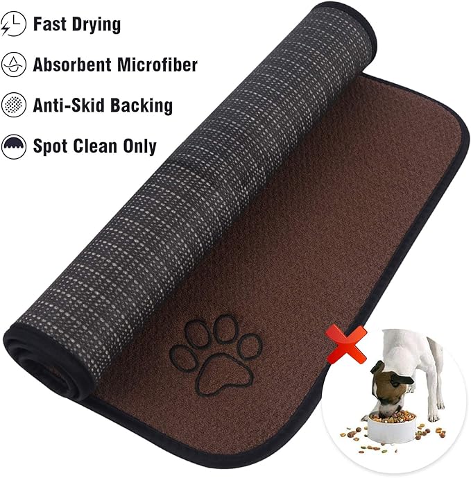 SINLAND Microfiber Pet Bowl Mat Dog Cats Feeding Mats - Image 5
