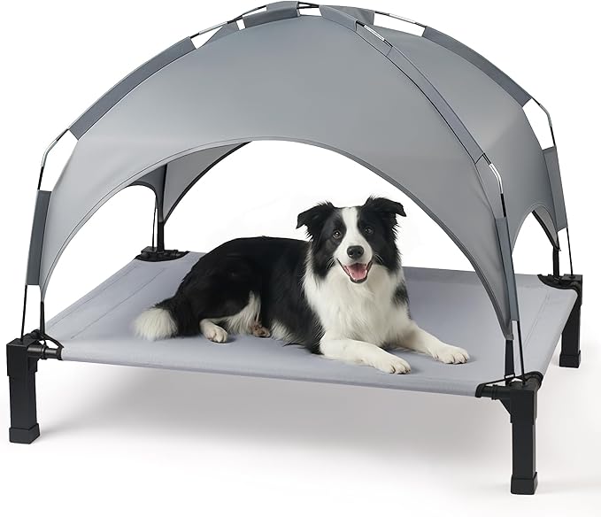 Heeyoo Elevated Dog Bed with Removable Canopy, Portable Dog Cot with Sun by Heeyoo