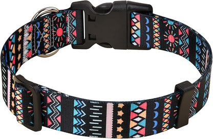 Mihqy Dog Collar with Bohemia Floral Tribal Geometric Patterns - Image 2