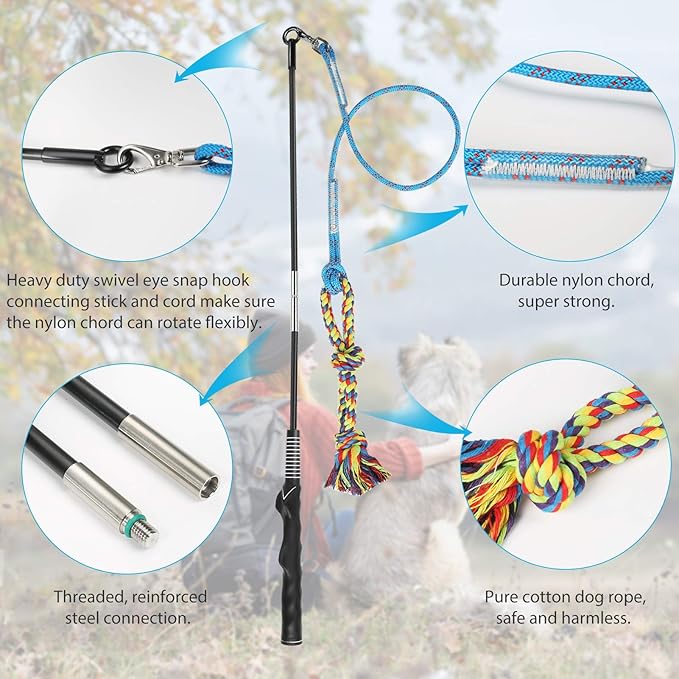 DIBBATU Flirt Pole for Dogs Interactive Dog Toys for Large Medium Small Dogs - Image 7
