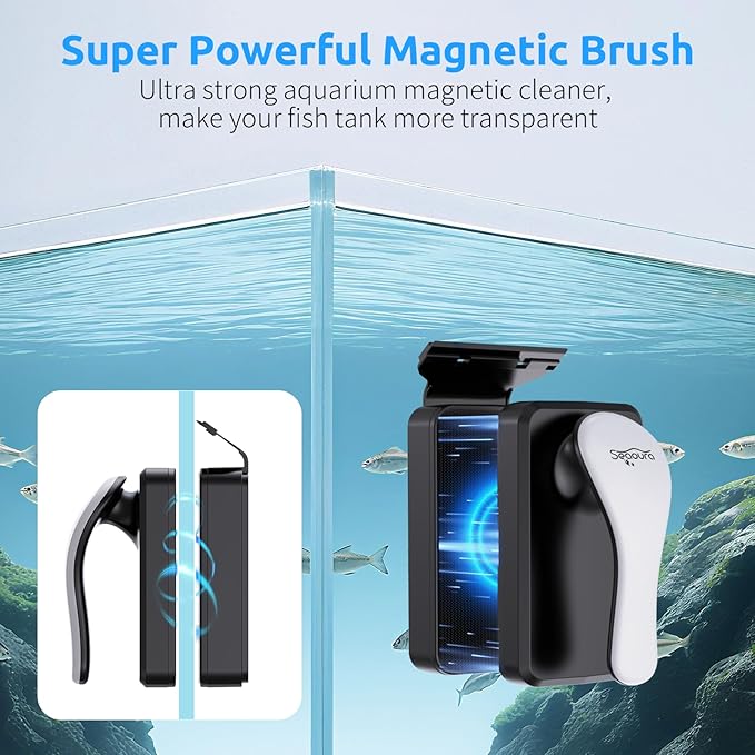 SEAOURA Magnetic Aquarium Cleaner, Dual-Sided Algae Scraper, Floating - Image 2
