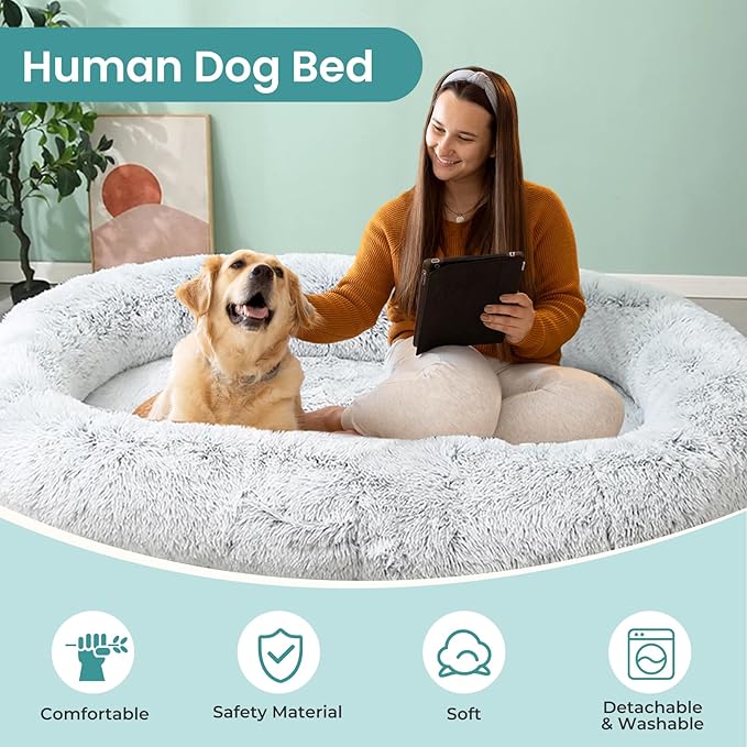 JOLLYVOGUE Human Dog Bed for Adults and Pets, Ultra-Soft Plush Giant Dog Bed - Image 2