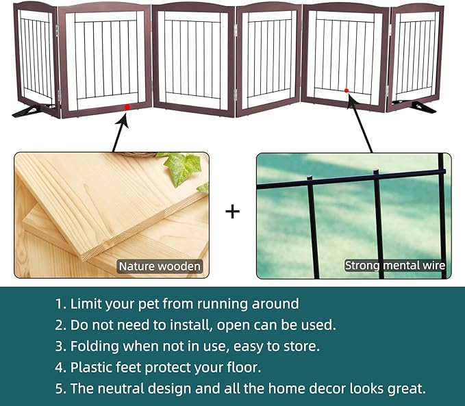 ZJSF Freestanding Dog Fence Indoor, Foldable Dog Gate - Image 6
