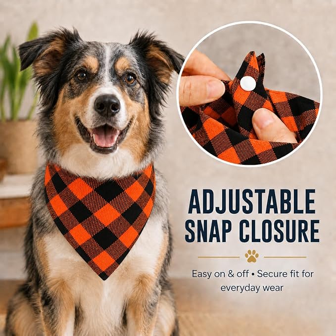 Orange & Black Plaid Dog Bandana - Image 3