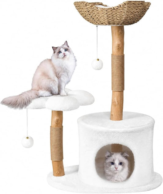 Easyego Modern Cat Tree, 36.6" Aesthetic Wood Cat Tree Tower by Easyego