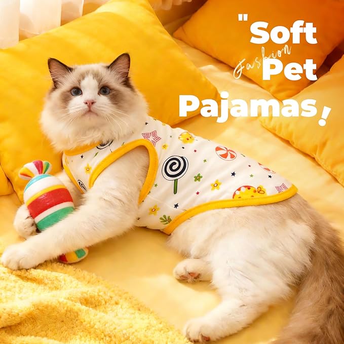 PETCARE Cartoon Dog Shirts for Small Dogs Cute Dog Clothes Yellow Lollipop - Image 4