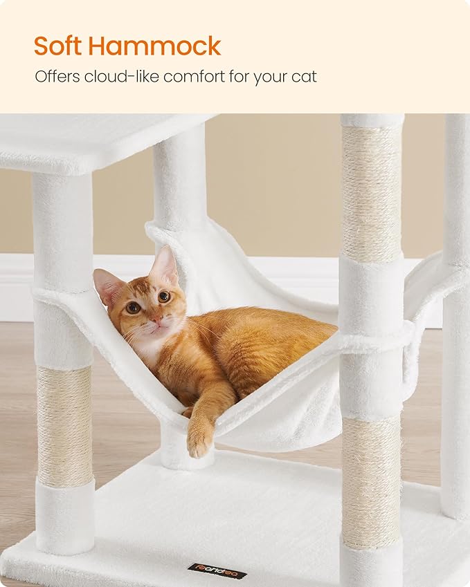 Feandrea Cat Tree, 54.2-Inch Cat Tower, Plush Multi-Level Condo - Image 4