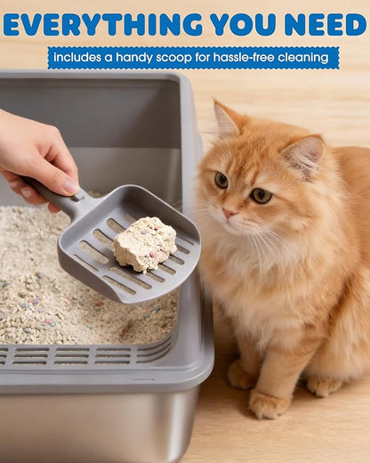 Powools Stainless Steel Cat Litter Box, Metal Litter Box - Image 8