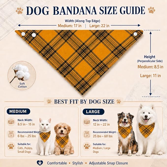 Classic Plaid Pattern Dog Bandana - Image 2