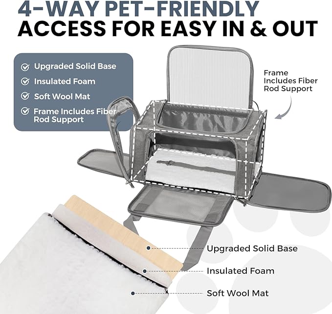Expandable Cat Carrier Airline Approved Soft-Sided Pet Travel Carrier - Image 3