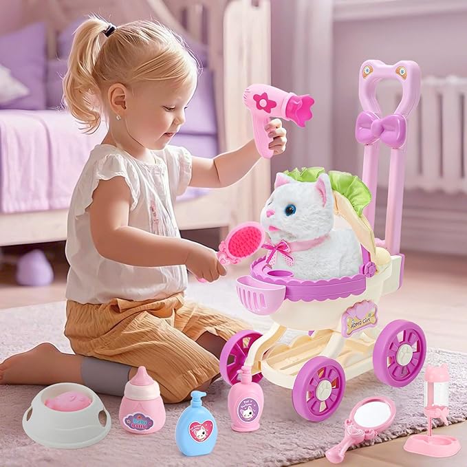 G.C Cat Toys for Kids Girls, Electronic Interactive Stuffed Cat Walk Meow and - Image 6