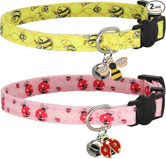 Cat Collar Breakaway, 2 Pack Cotton Kitten Collars by Giecooh