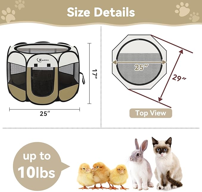 Siedihit Dog Cat Playpen, Small Puppy Pet Playpen, Dog Crate Tent Cage - Image 3