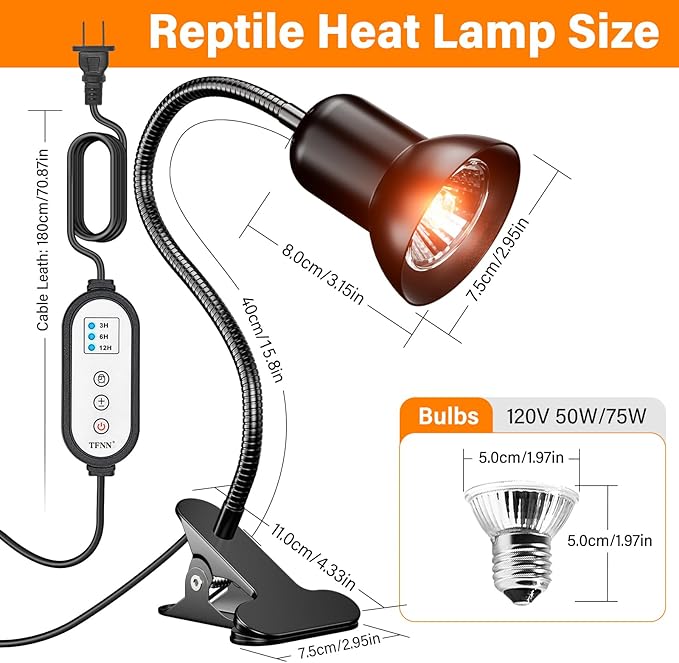TFNN Reptile Heat Lamp, Heat Lamp - Image 2