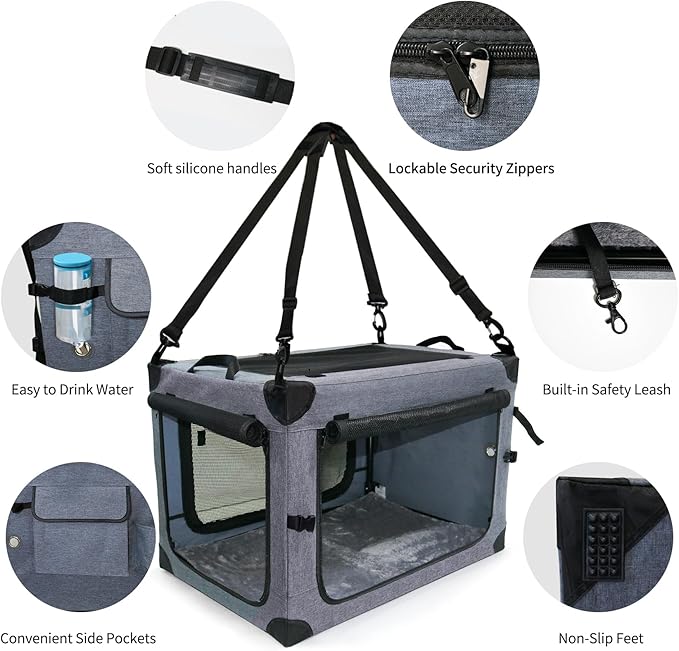 NEZUC Collapsible Dog Crates for Large Dogs Portable Soft Sided Travel Dog - Image 2