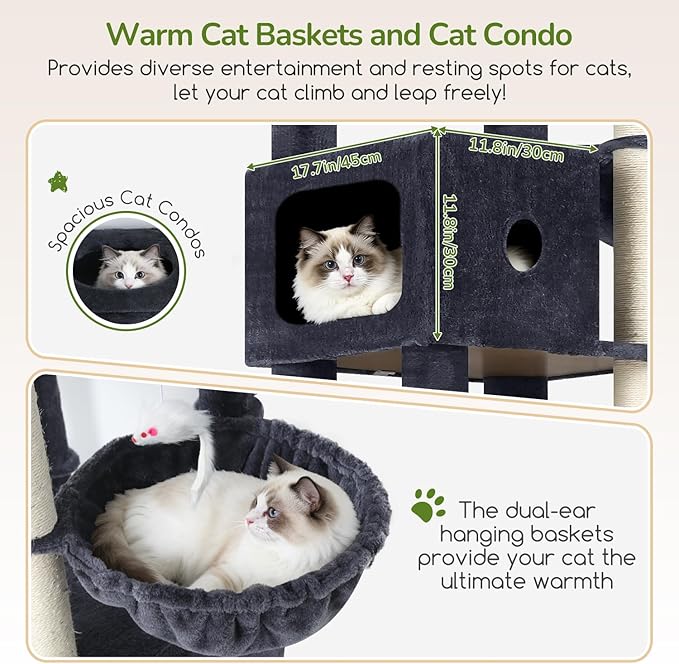Globlazer 83in Heavy Duty Cat Tree, Giant Cat Tower - Image 3