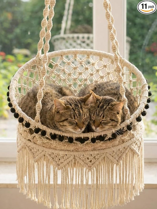 KARCEEY Macrame Cat Hammock by KARCEEYStudio